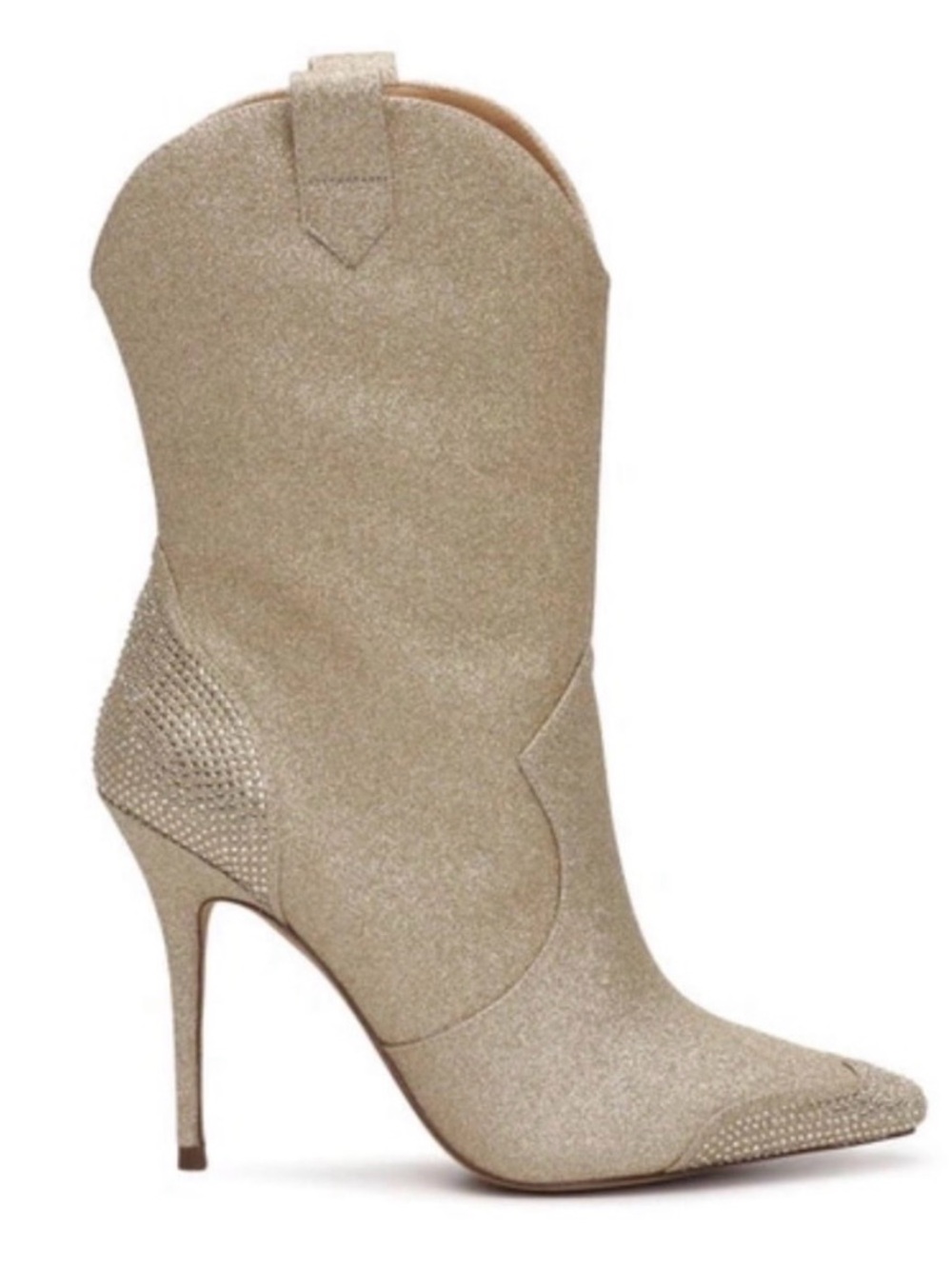 Jessica Simpson Cicee Boot Gold Western Glitter Stiletto High Ankle Stiletto 7